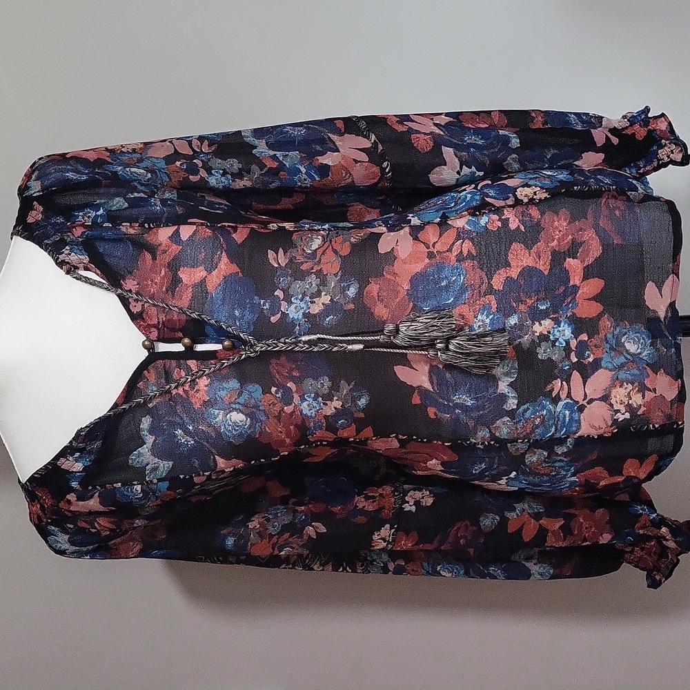 Vintage America floral boho peasant blouse, small